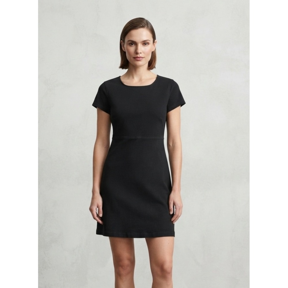 Everlane Minimalist Cotton Short Sleeve Seamed Mini Dress Black Size S